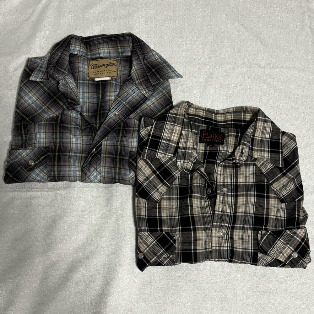 (Set) Cowboy Plaid Button Up